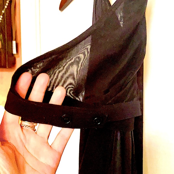 Helmut Lang Shiny Black Drape Dress with Zippers - Picture 3 of 11